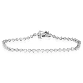 1 cttw 84 Stones Round Diamond Bracelet 14K White Gold Prong Set 7 Inch