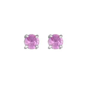 10K White Gold Fashion Studs with Created Pink Sapphire