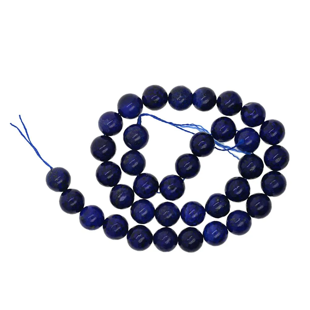 10mm Gorgeous Lapis Lazuli Gemstone Smooth Round Loose Beads 15.5 Inch