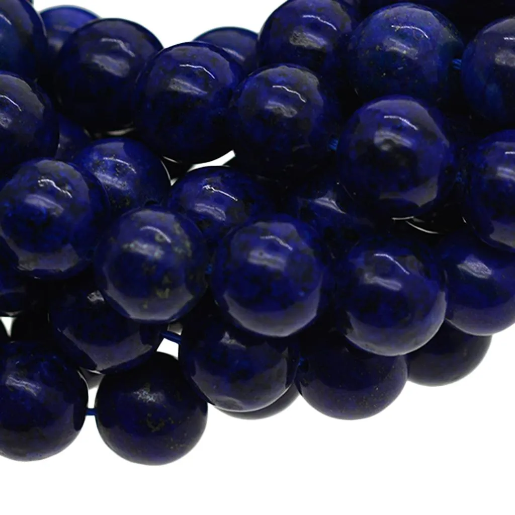 10mm Gorgeous Lapis Lazuli Gemstone Smooth Round Loose Beads 15.5 Inch