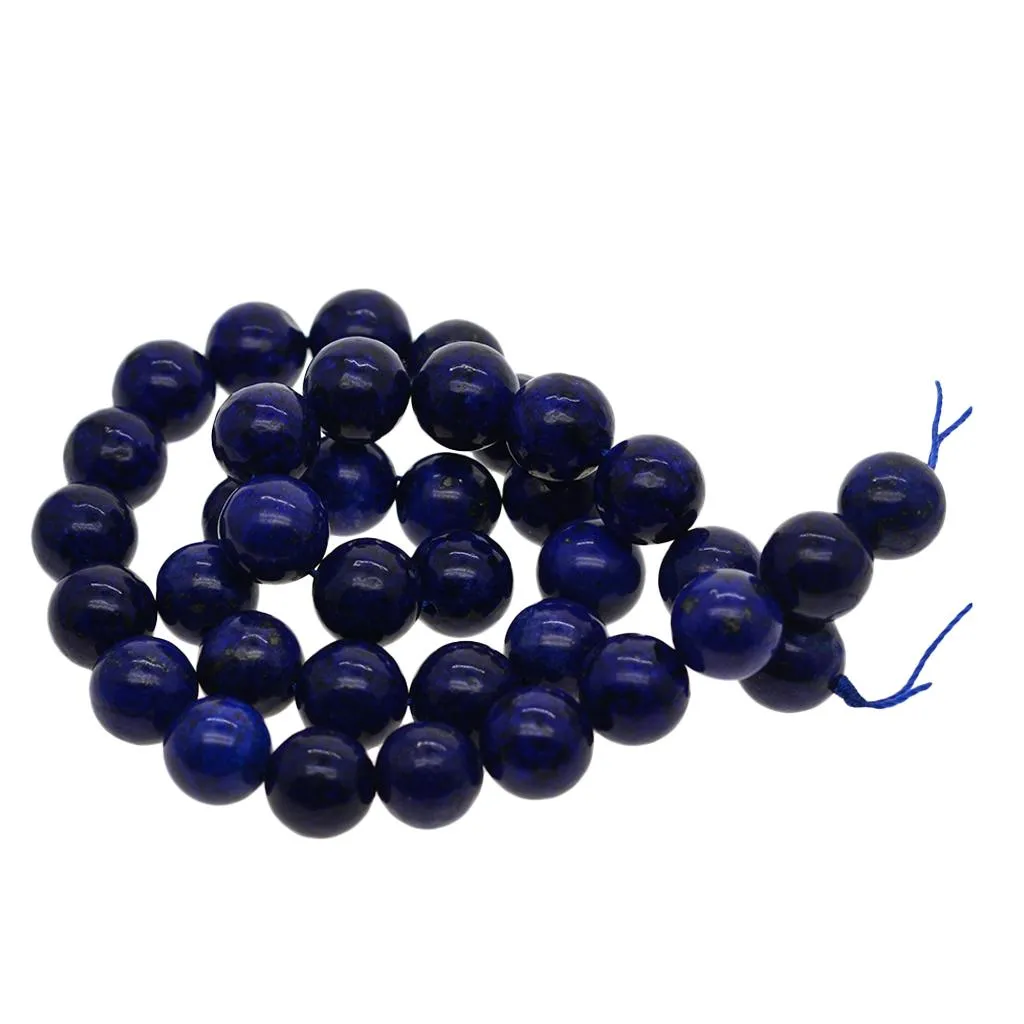 10mm Gorgeous Lapis Lazuli Gemstone Smooth Round Loose Beads 15.5 Inch