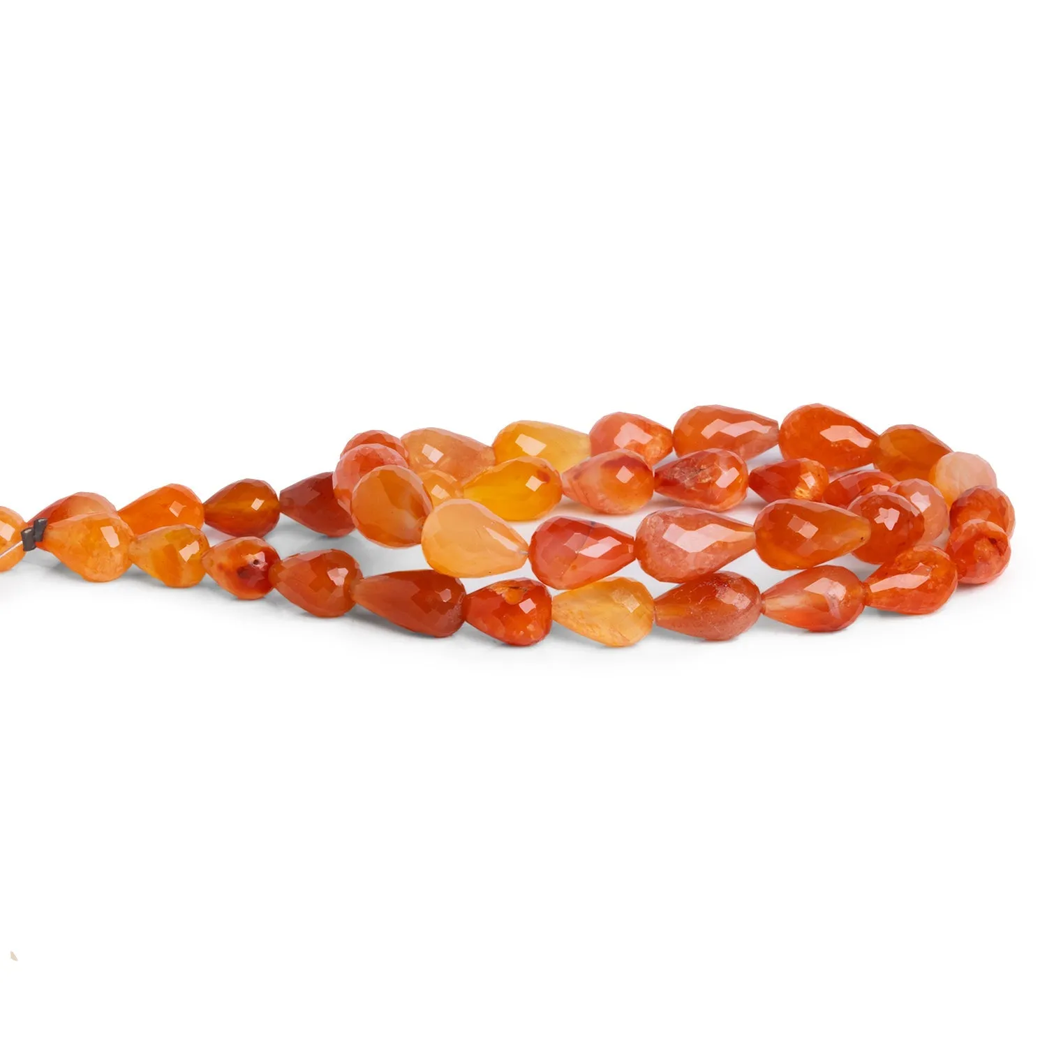 10x7mm Carnelian Faceted Teardrops 16 inch 39 beads