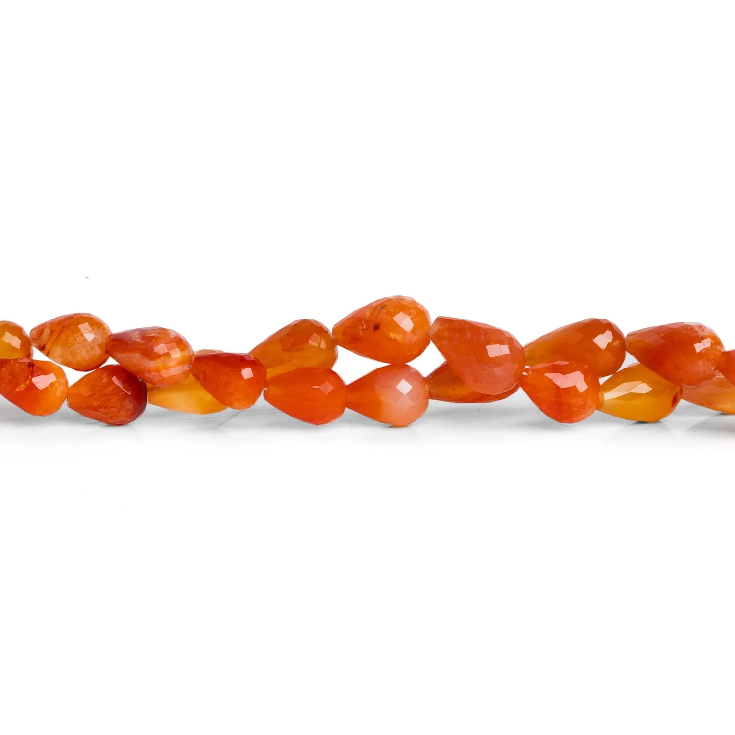 10x7mm Carnelian Faceted Teardrops 16 inch 39 beads