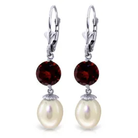 11.1 Carat 14K Solid White Gold Change For Better Pearl Garnet Earrings