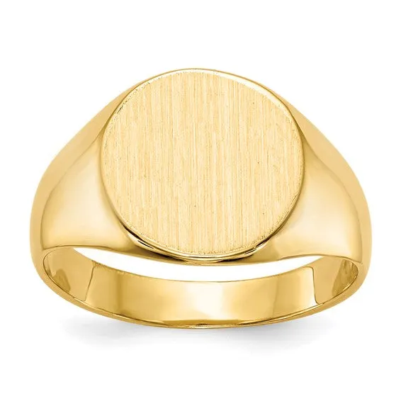 14k 10.5x11 mm Closed Back Round Top Signet Ring