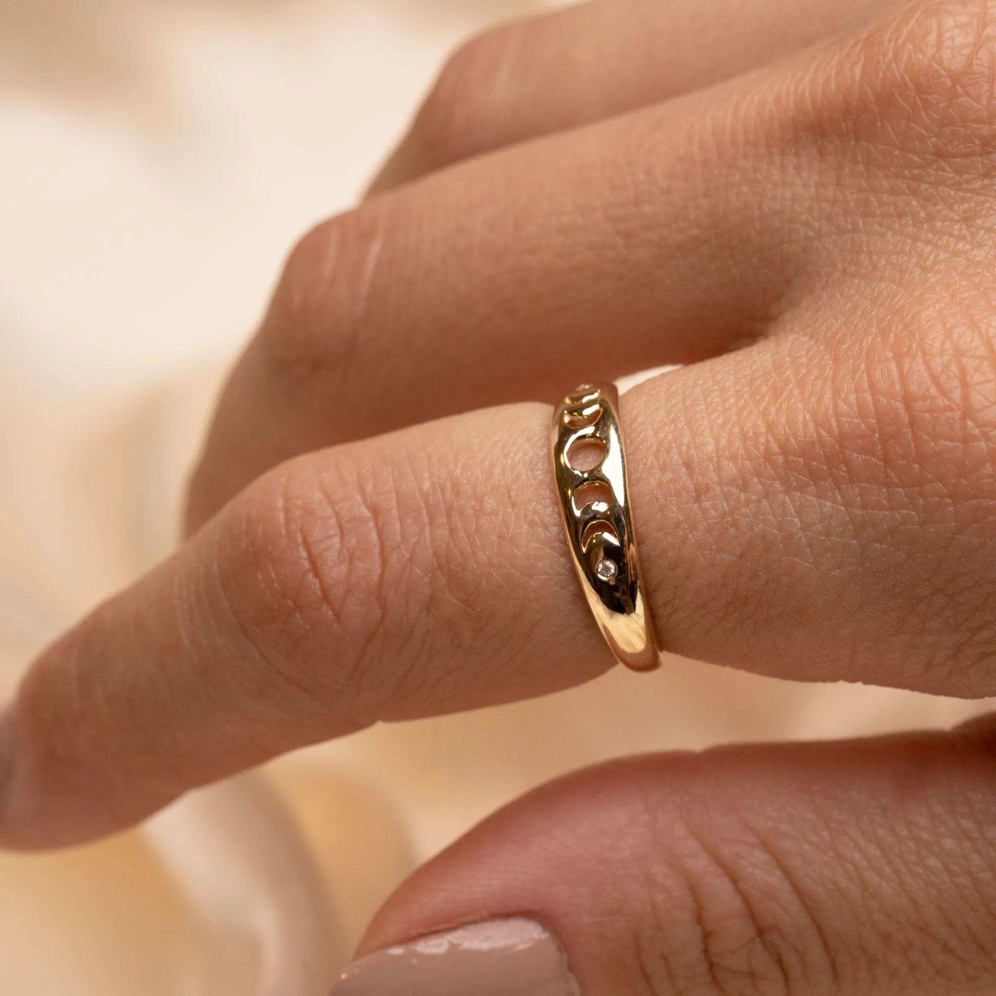 14k Gold Moon Phases Ring