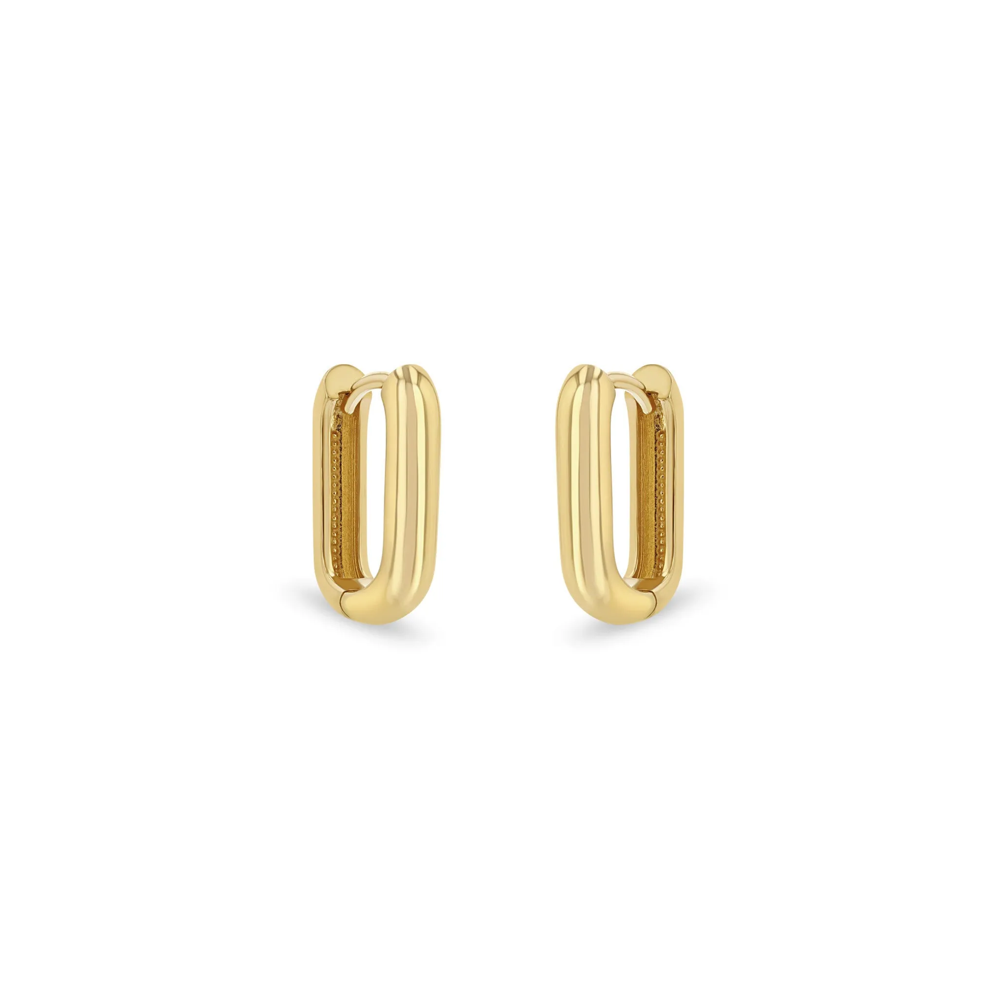 14k Gold Thick Medium Oval Hinge Hoops