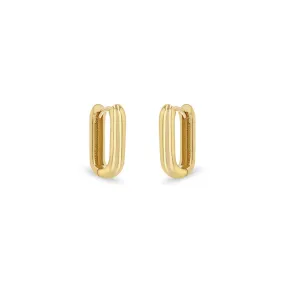 14k Gold Thick Medium Oval Hinge Hoops