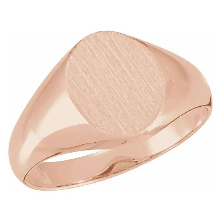 14K Rose 10x8 mm Oval Signet Ring