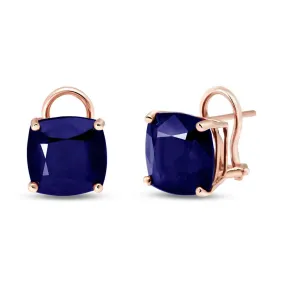 14K Solid Rose Gold French Clips Natural Sapphire Earrings Jewelry