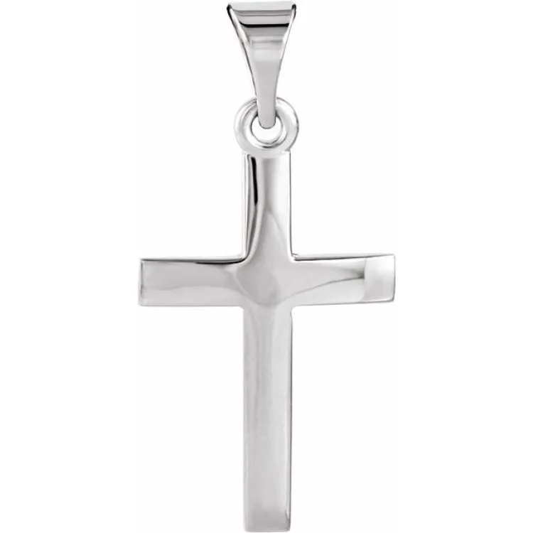 14K White 15.2x7.3 mm Cross Pendant