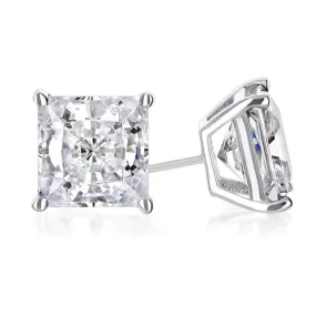 14k White Gold 1/4 Carat Created White Diamond Princess Stud Earrings (SI1) 4 Prong Setting by Paris Jewelry