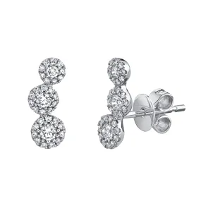 14K White Gold Diamond Stud Drop Earrings