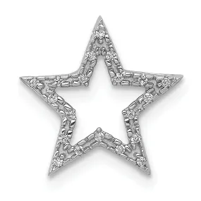 14k White Gold Polished Finish Small 0.05CT Diamond Star Chain Slide Pendant