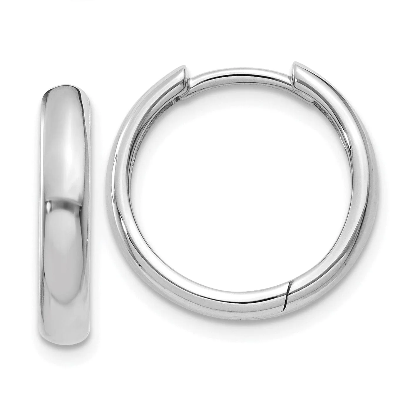 14k White Gold Polished Solid Hoop Earrings