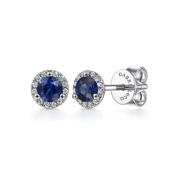 14K White Gold Sapphire and Diamond Earrings