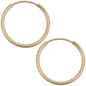 14k Yellow Gold 1mm Thick 14mm Round Tube Endless Hoop Earrings