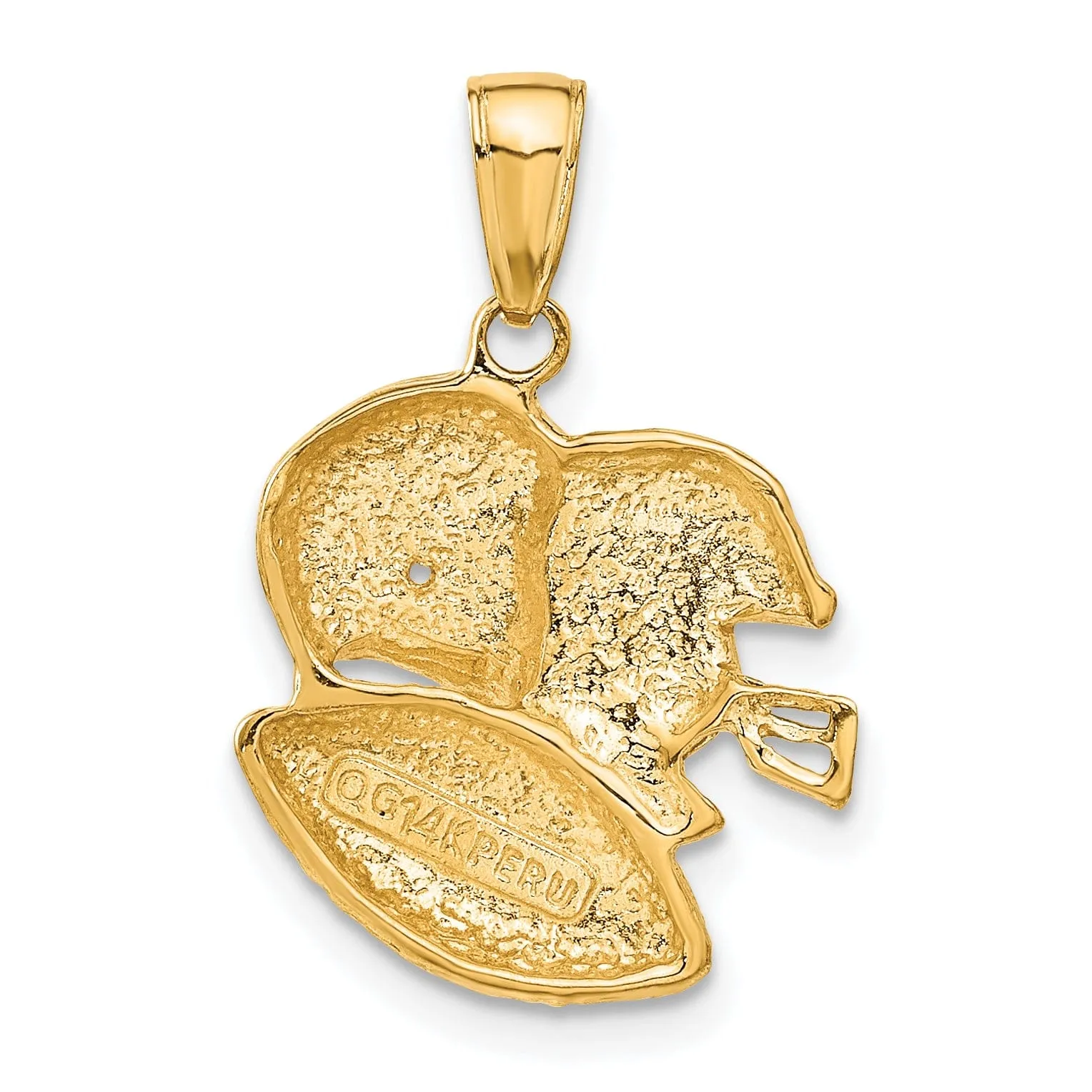 14k Yellow Gold Football Two Helmets Pendant