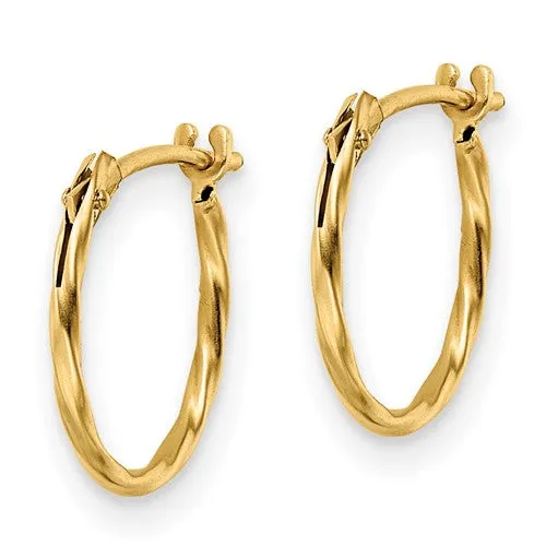 14K Yellow Gold Madi K Polished Twisted Hinged Hoop Earrings