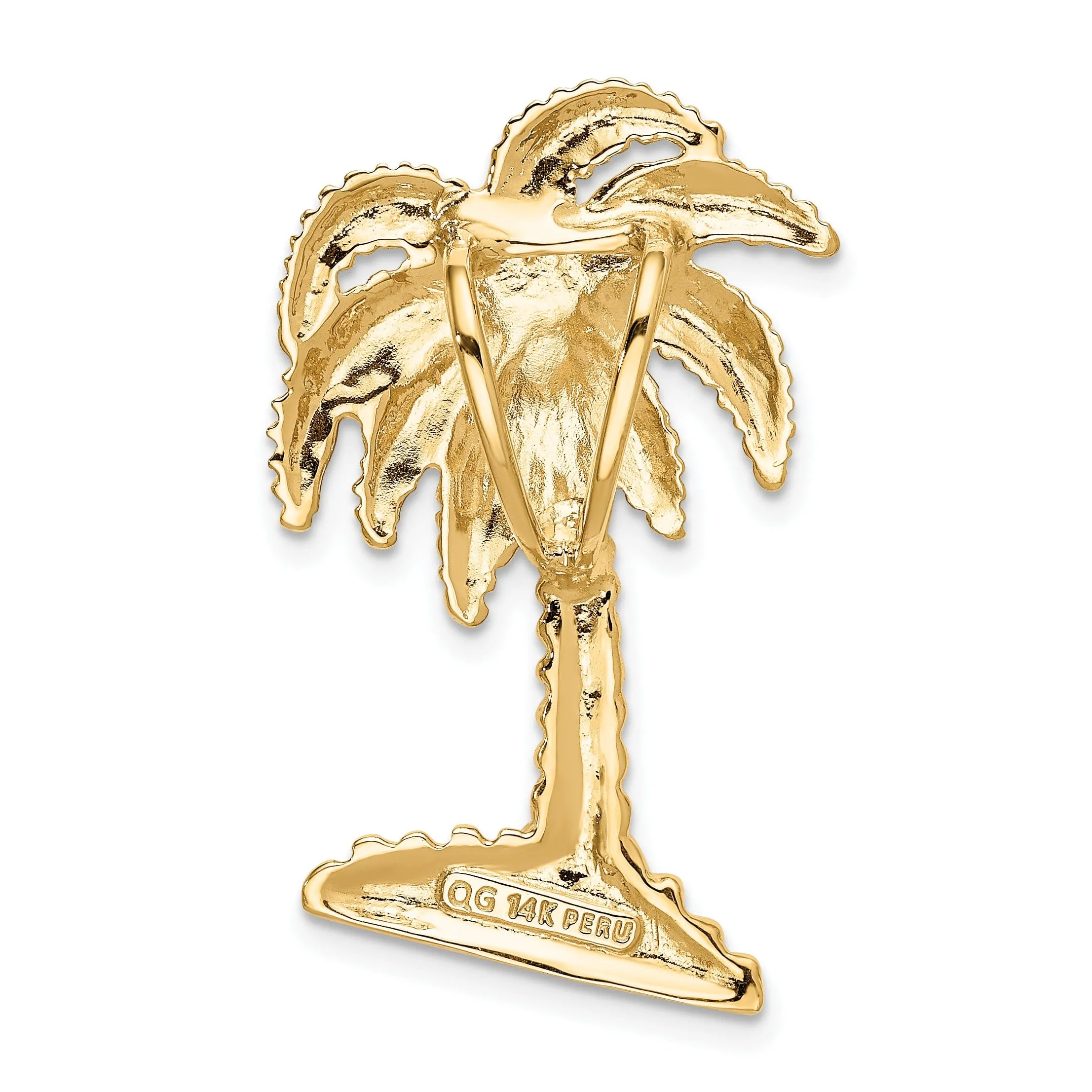 14k Yellow Gold Palm Tree Slide Pendant