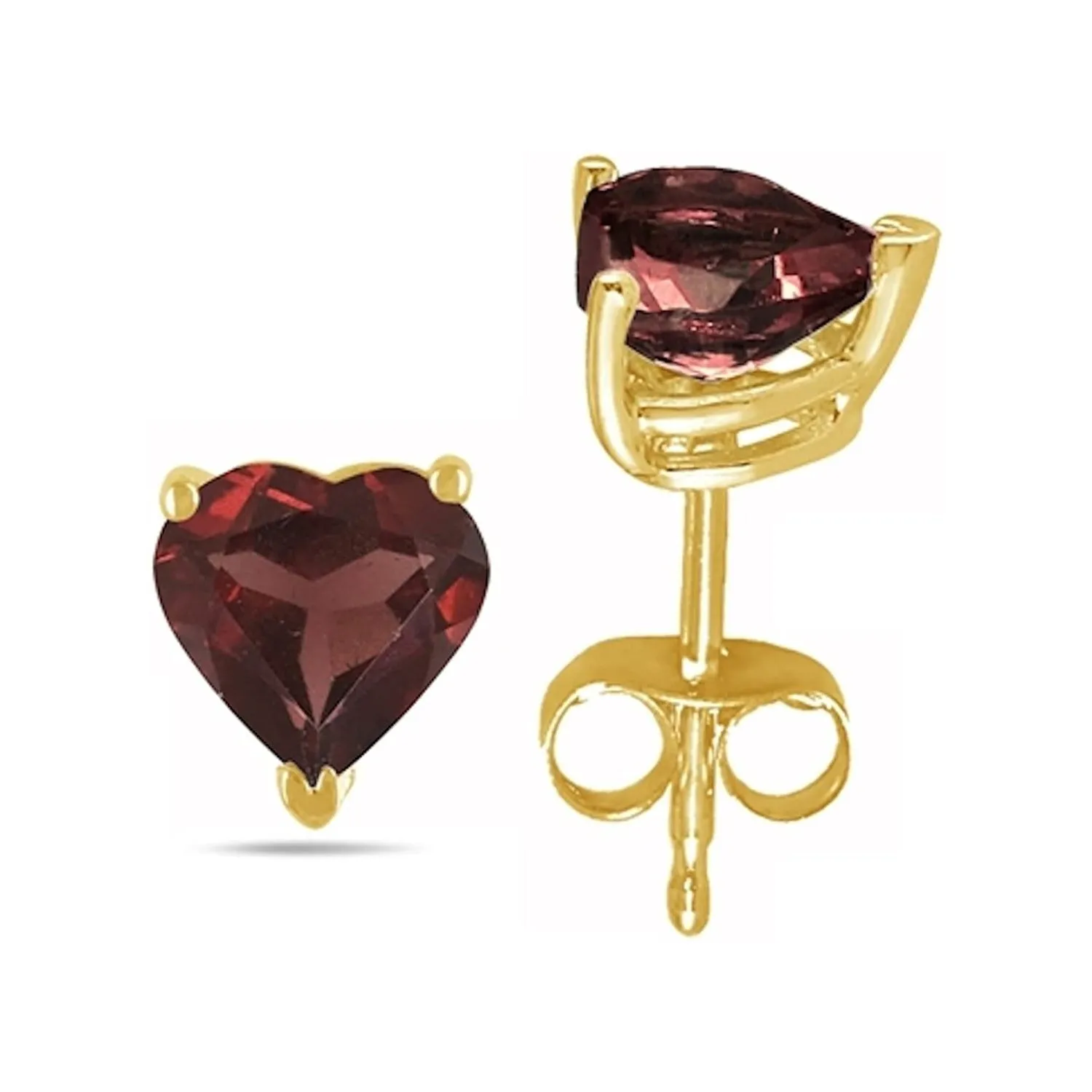 14k Yellow Gold Plated  2 Carat Heart Created Garnet Sapphire Stud Earrings