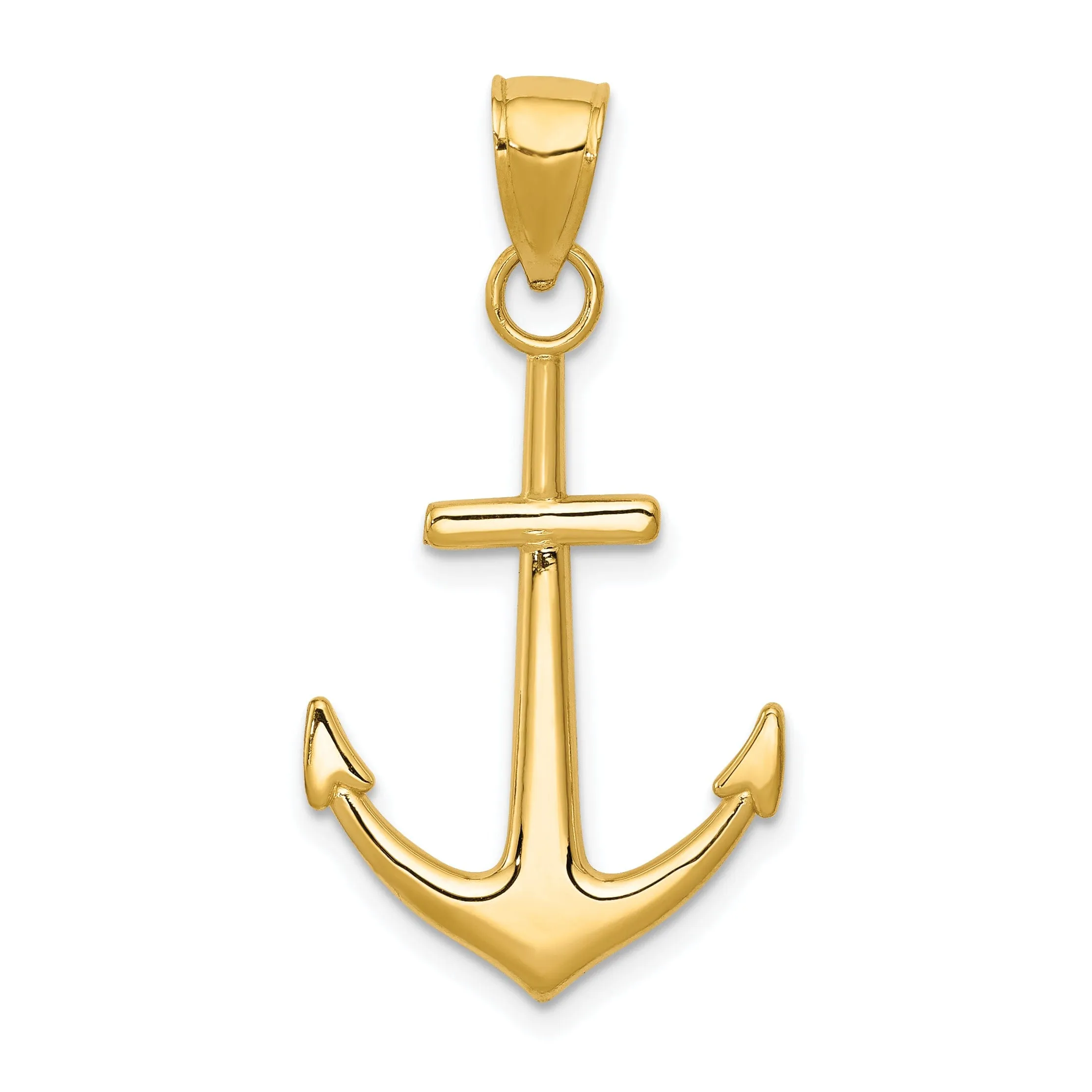 14k Yellow Gold Polished Anchor Pendant