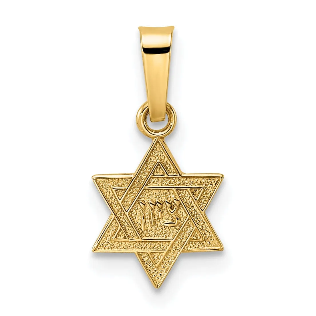 14K Yellow Gold Polished Texture Finish Unisex Star Of David Pendant