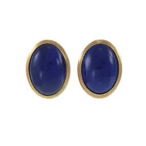 14KT Yellow Gold Estate Lapis Lazuli Clip Earrings