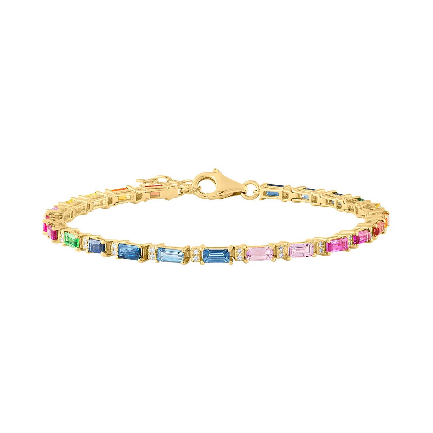 14KT YELLOW GOLD MULTI-COLOR BAGUETTE BRACELET