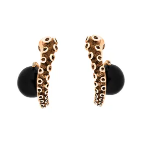 18ct Rose Gold Whitby Jet Tentacle Hoop Earrings