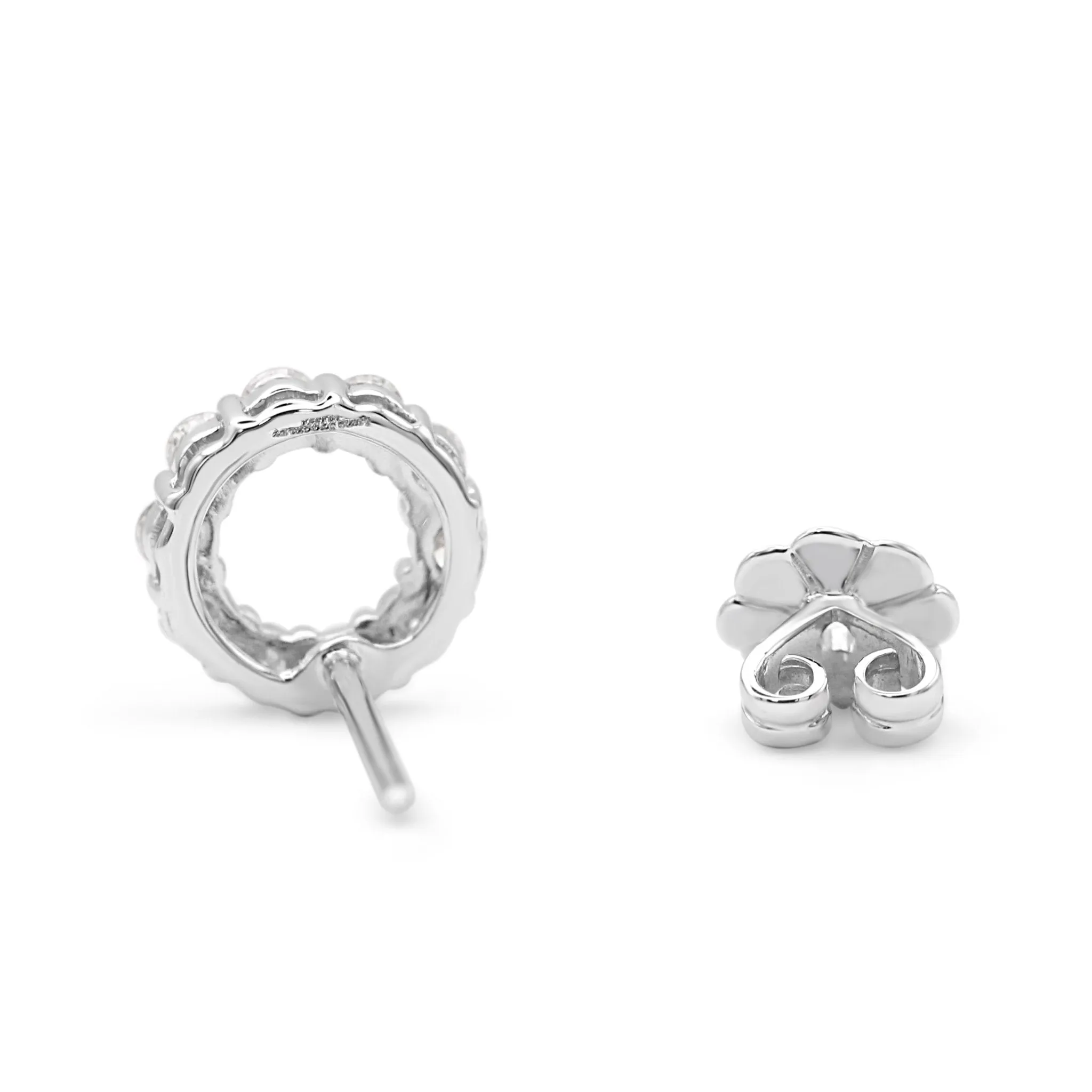 18ct White Gold Diamond & Pearl Circle Stud Earrings