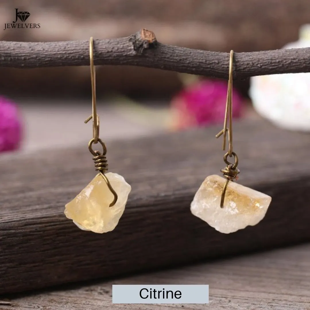 18K Gold-filled Healing Crystal Dangle Earrings