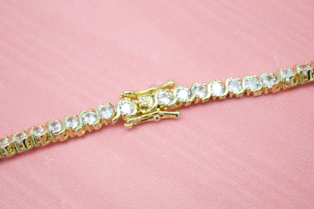 18k Gold Filled Round Clear CZ Tennis Bracelet