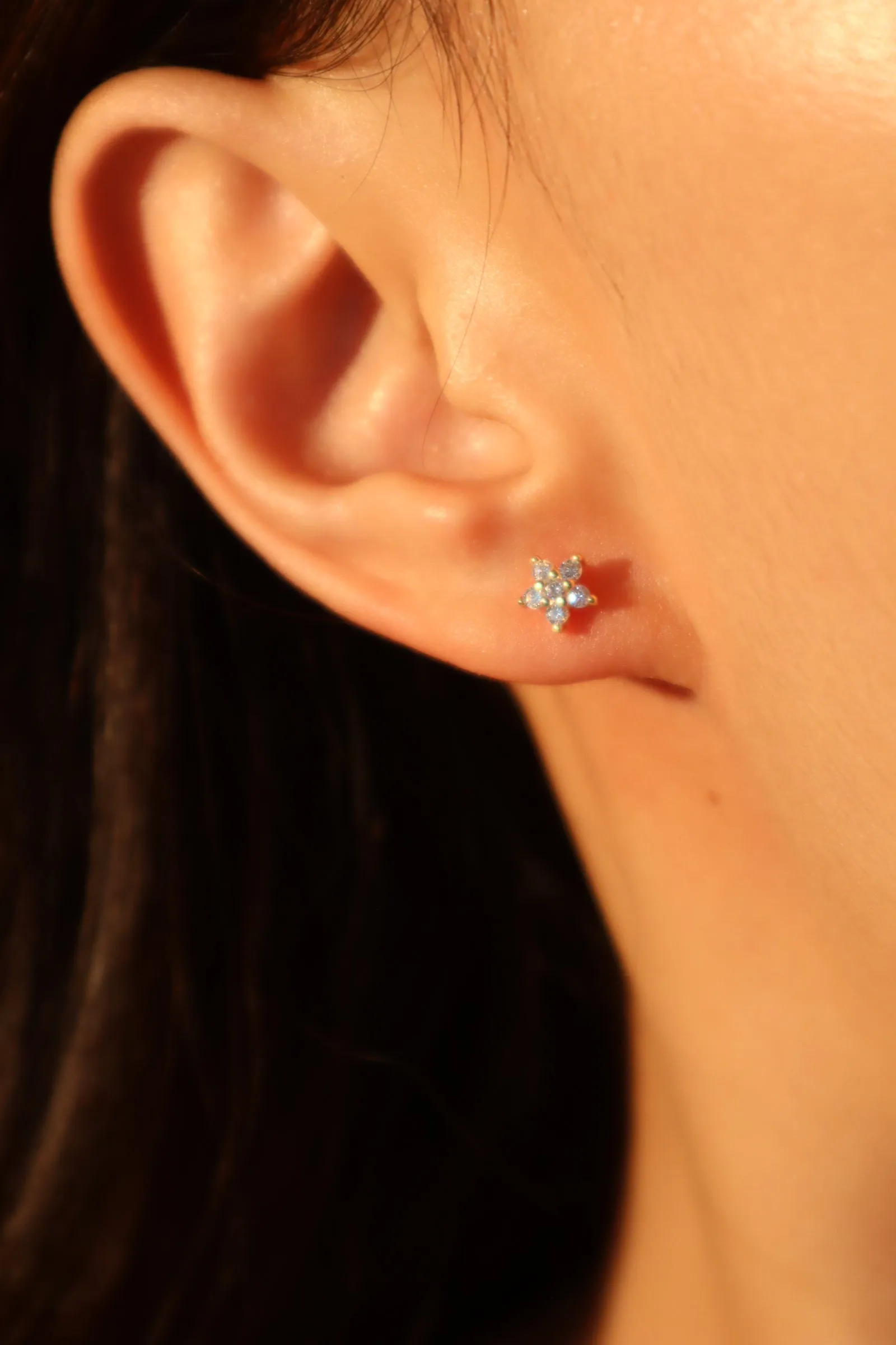 18K Gold Vermeil Diamond Flake Stud Earrings