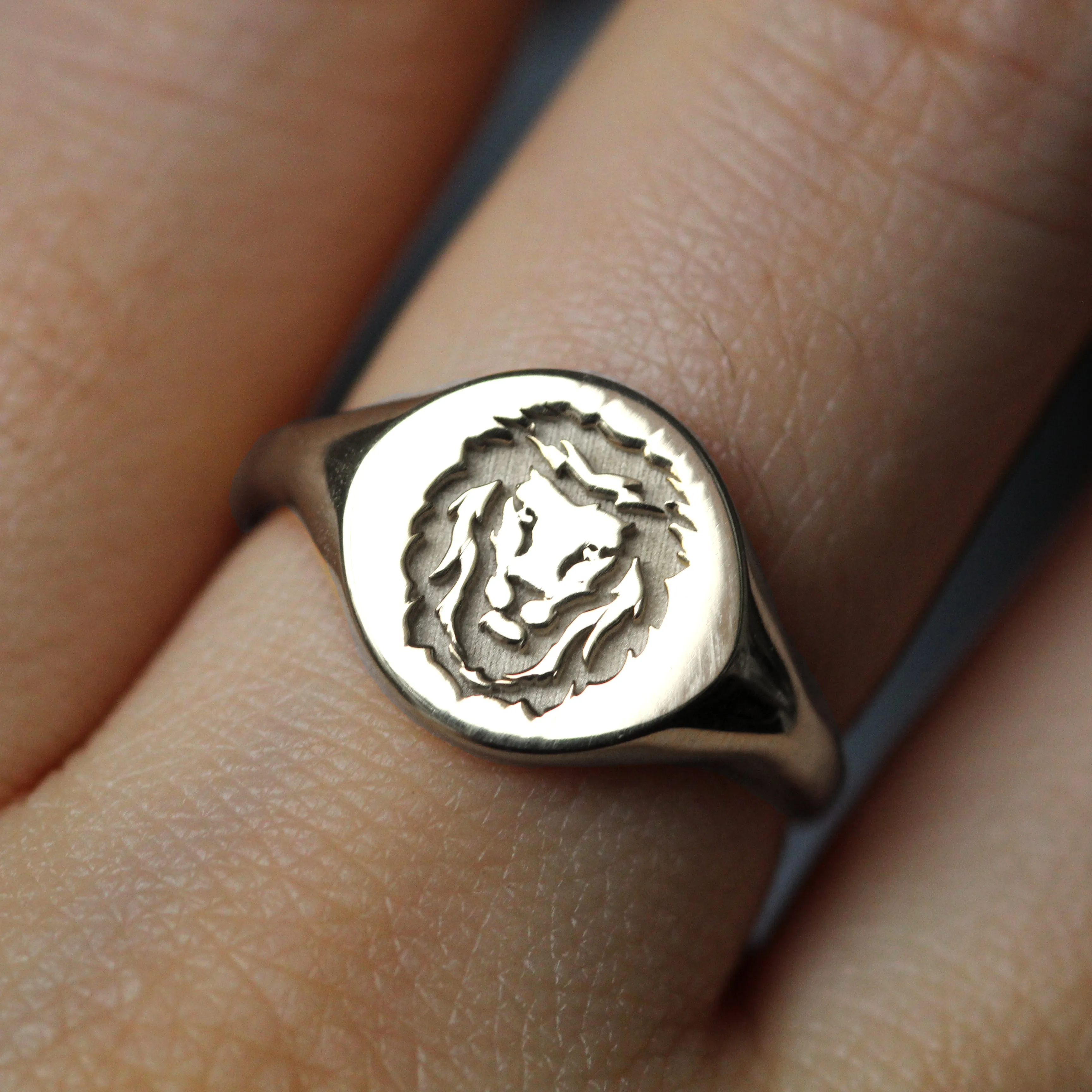 18k Lion Signet Gold Ring by VicStoneNYC Fine Jewelry