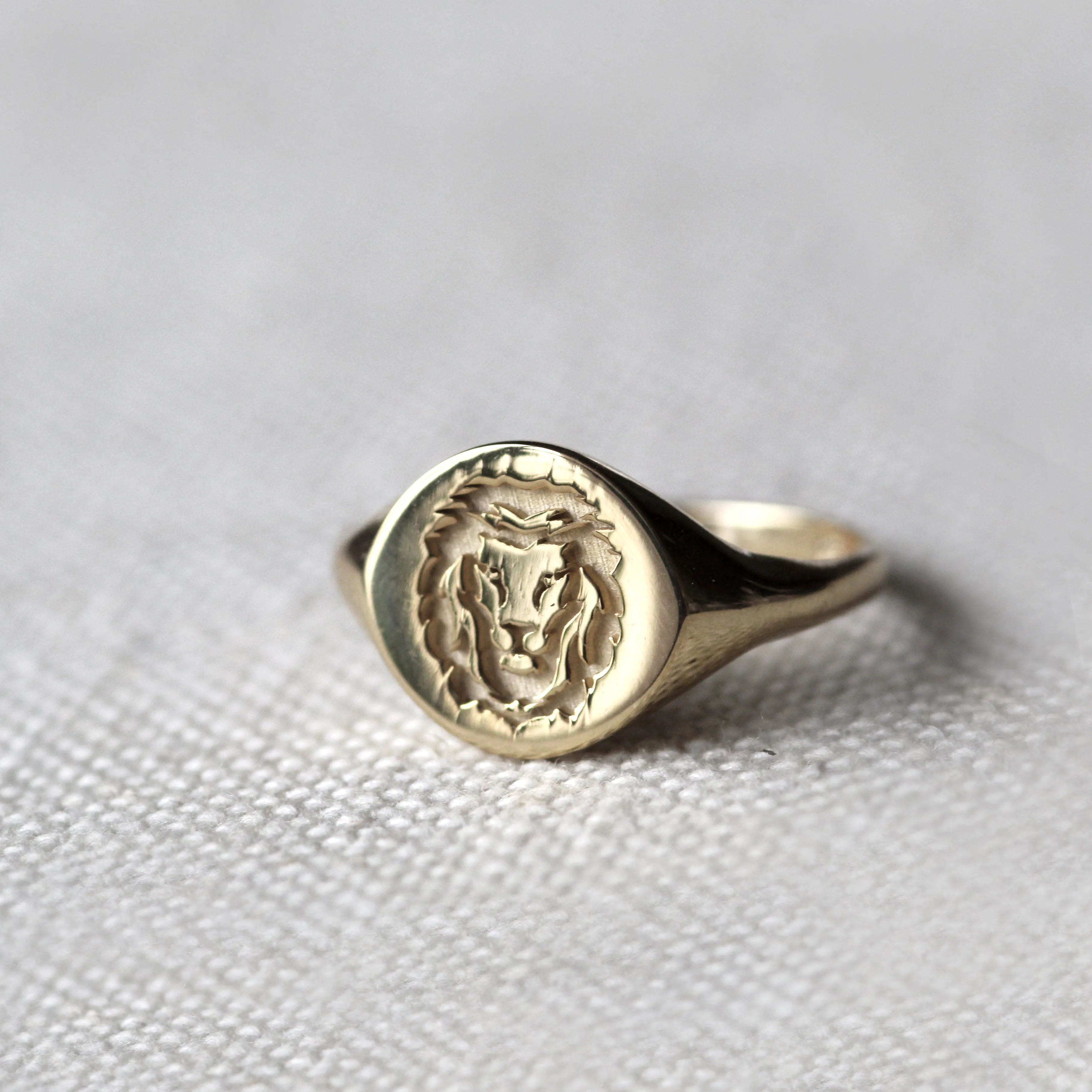 18k Lion Signet Gold Ring by VicStoneNYC Fine Jewelry