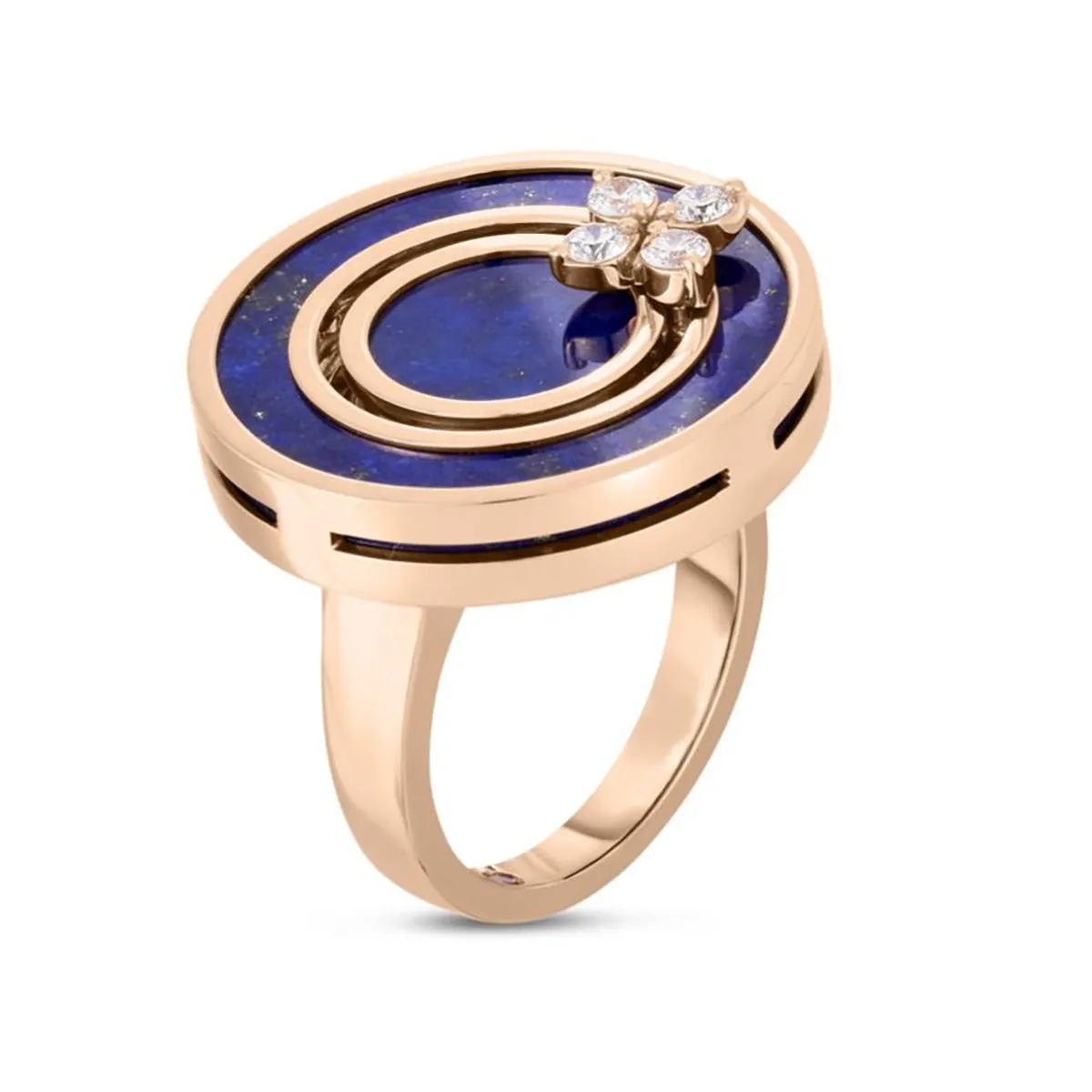 18k Rose Gold Lapis and Diamond Circle Ring