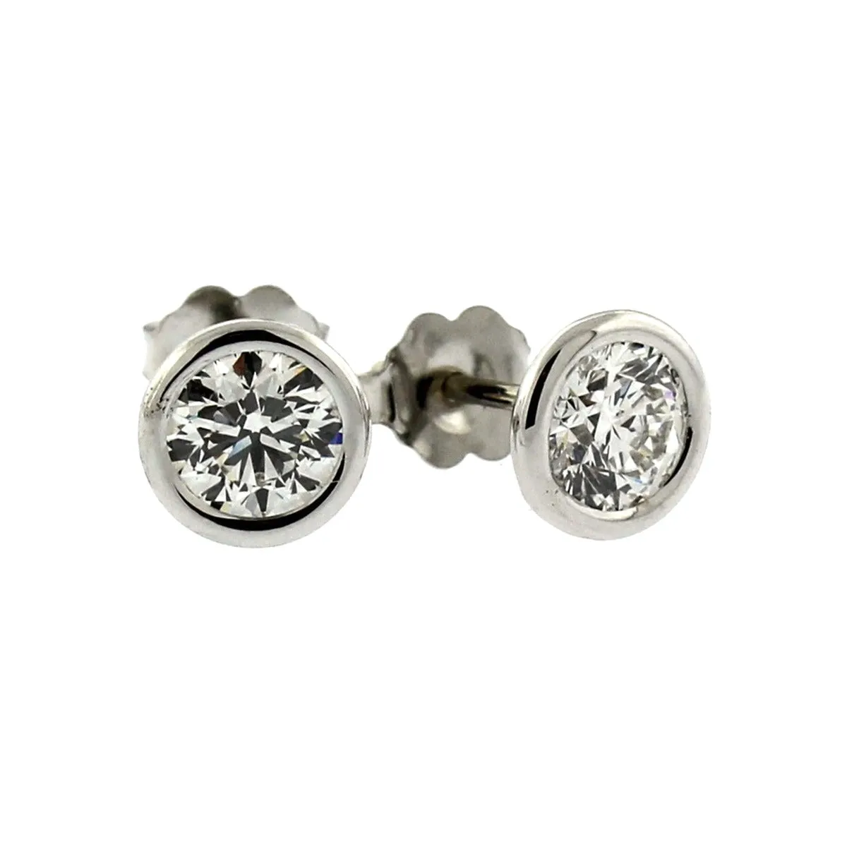 18K White Gold Diamond Bezel-Set Stud Earrings