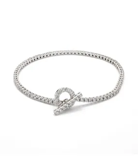 18K White Gold Diamond Tennis Bracelet With Toggle Clasp 2.65cttw