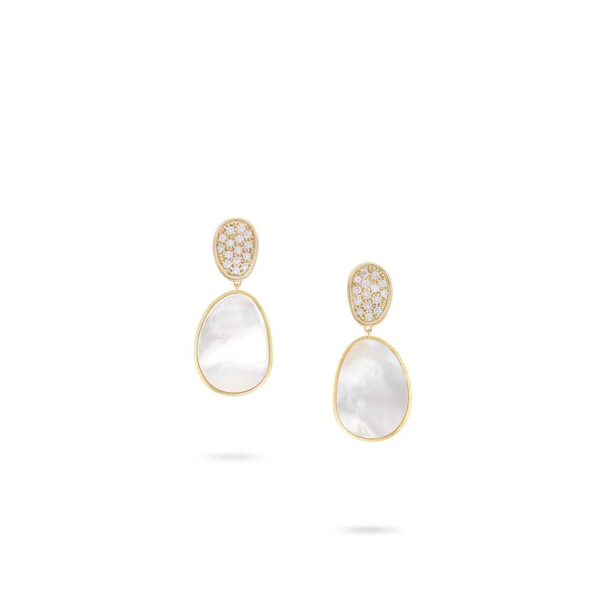 18K Yellow Gold and White Mother of Pearl Earrings