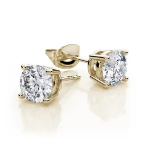 18k Yellow Gold Plated Created White Sapphire 1/2 Carat Round Stud Earrings