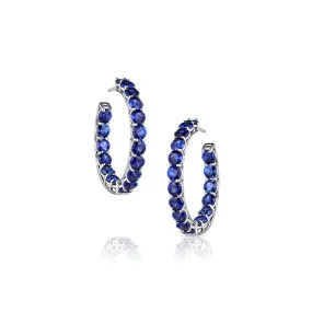 18kt White Gold 11.03ctw Sapphire Hoop Earrings