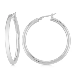 2.5x25mm White Gold Hoop Earrings