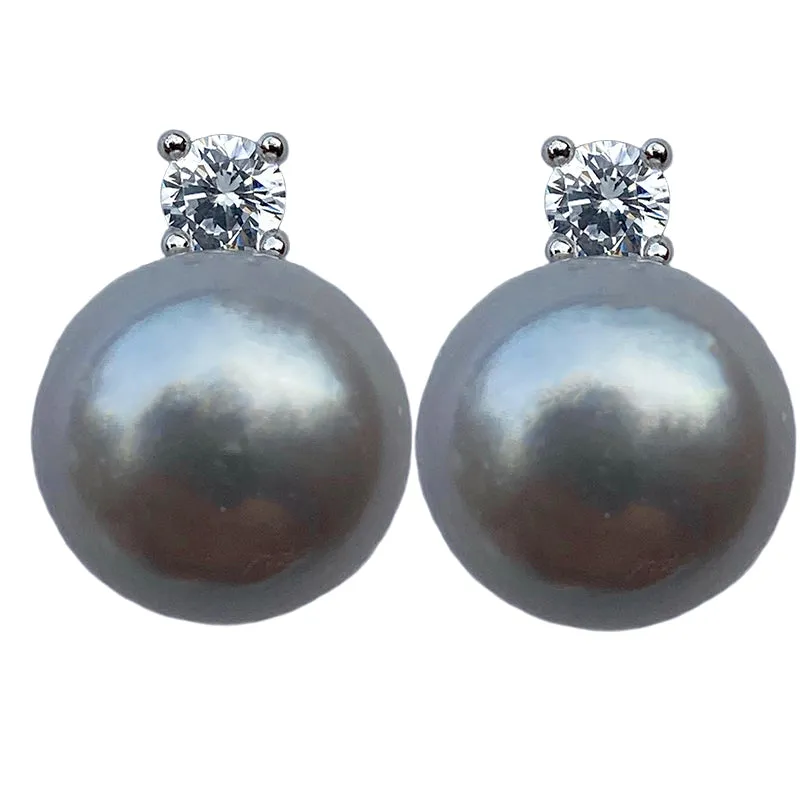 316-07-S | COCO EARRING 11MM (GRAY ON SILVER)