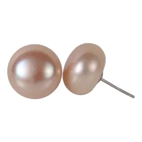 320-02 | 14MM PINK FRESHWATER STUD EARRING (PINK)