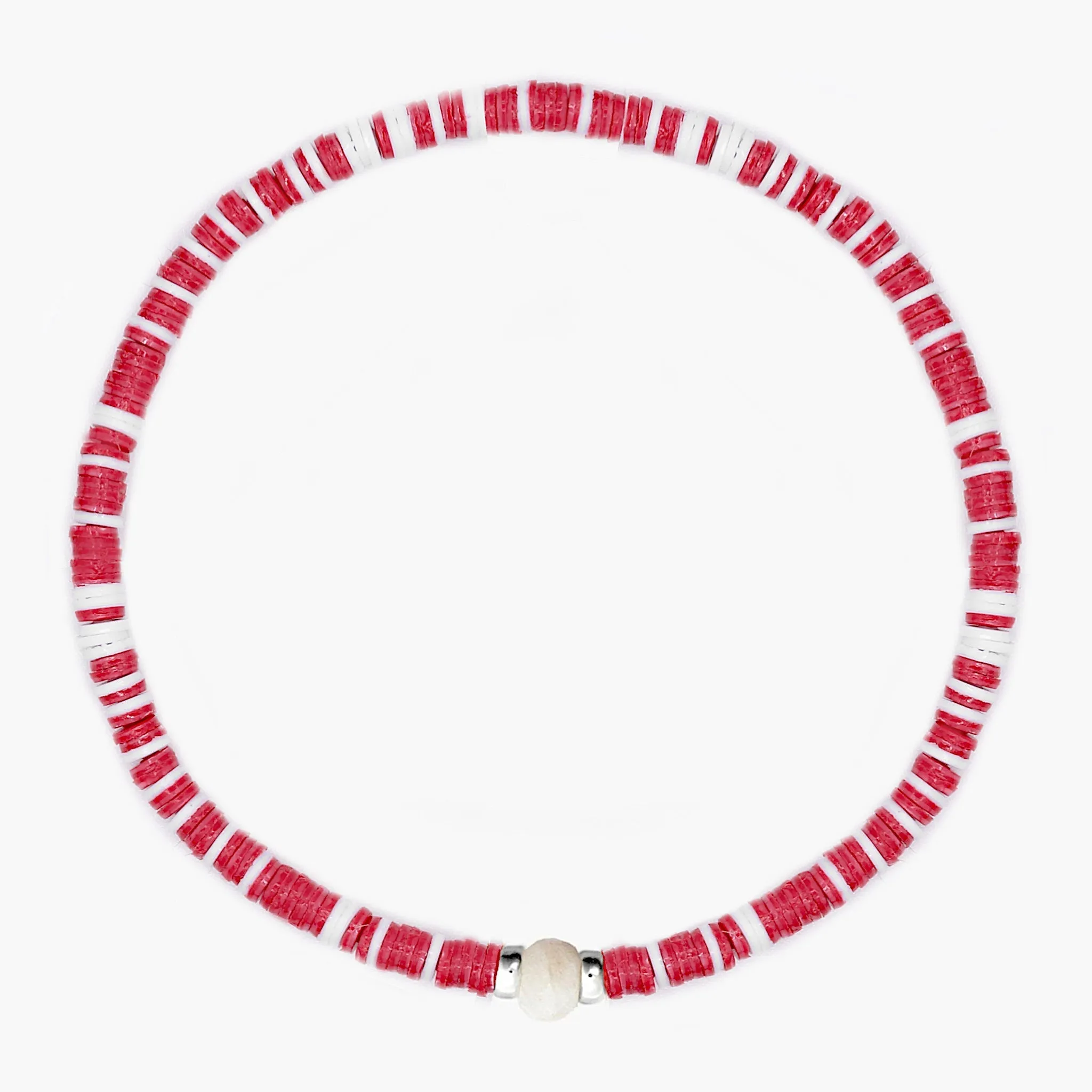 3mm Vinyl Beads Bracelet (Red/White)