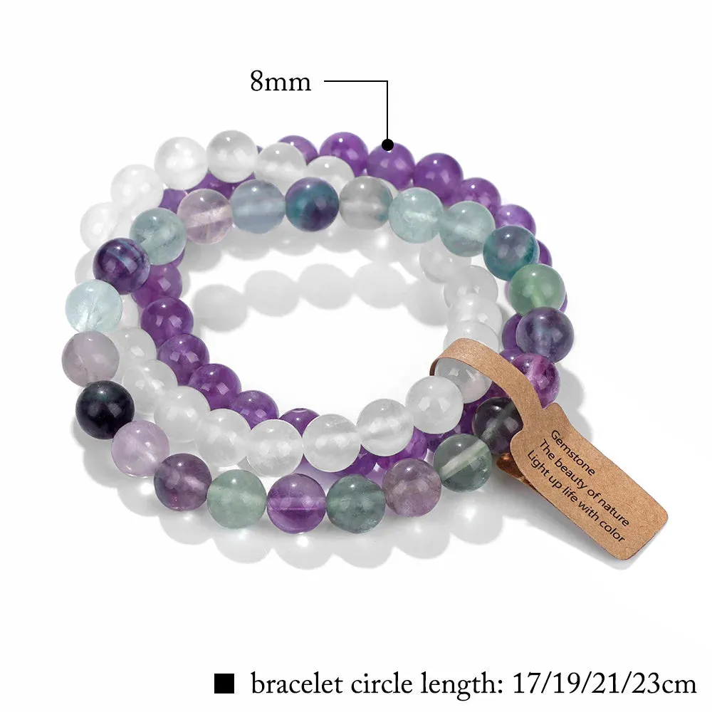 3PCS Natural Stone Bracelet Rose Quartzs Opal Turquoises Amethysts Hematite Jaspers Bracelets for Women Men Gift Jewelry Set