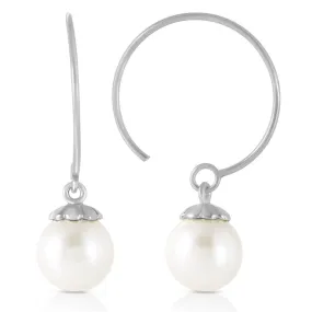 4 Carat 14K Solid White Gold Circle Wire Earrings Natural Pearl