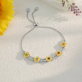 4FunGift® Custom Birthstone Flowers Bracelet Valentine's Day Gift