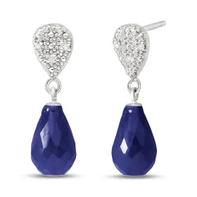 6.63 Carat 14K Solid White Gold Earrings Diamond Sapphire